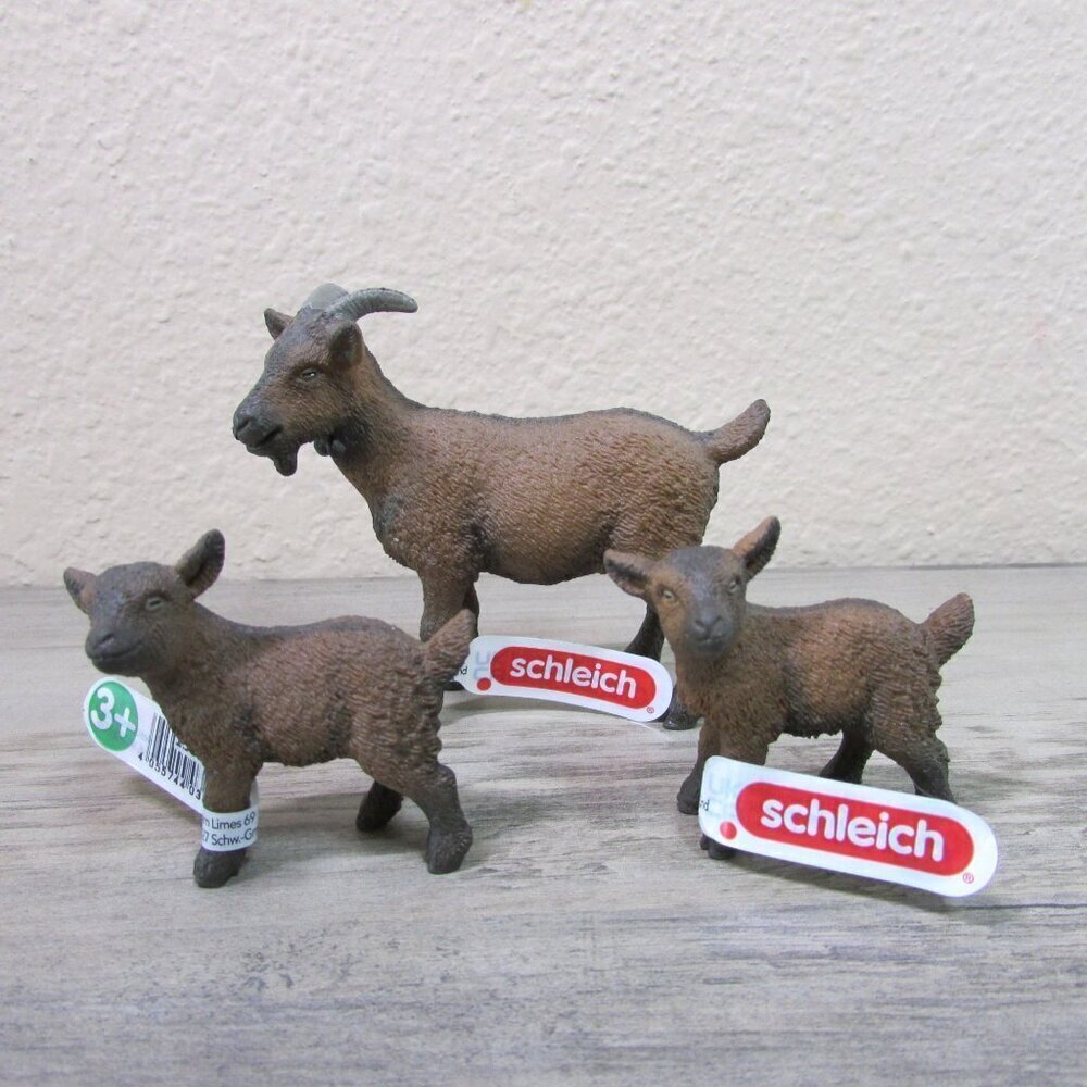 Schleich Farm World Nanny Goat & 2 Kids Educational Toy Figures 13829 13828